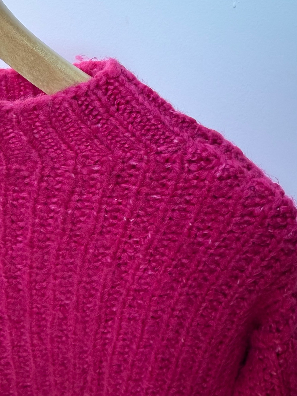 Mango Textured Ribbed Turtleneck Sweater - Hot Pink